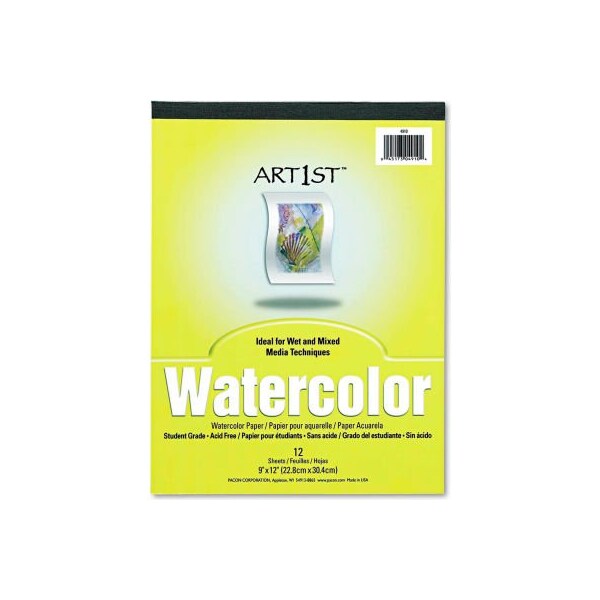 Pacon Corporation Pacon Artist Watercolor Paper Pad 4910, 9" x 12", White, 12 Sheets/Pad 4910 - main